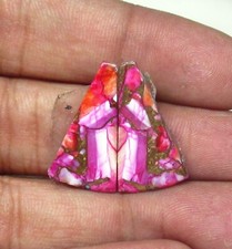 Pink Oyster Copper Turquoise Pair Fancy Cabochon 17.85 ct Loose Gemstone H 9168
