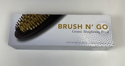 SHE by Beyond The Beauty Black Brush N' Go Ceramic Straightening Brush Gold 
