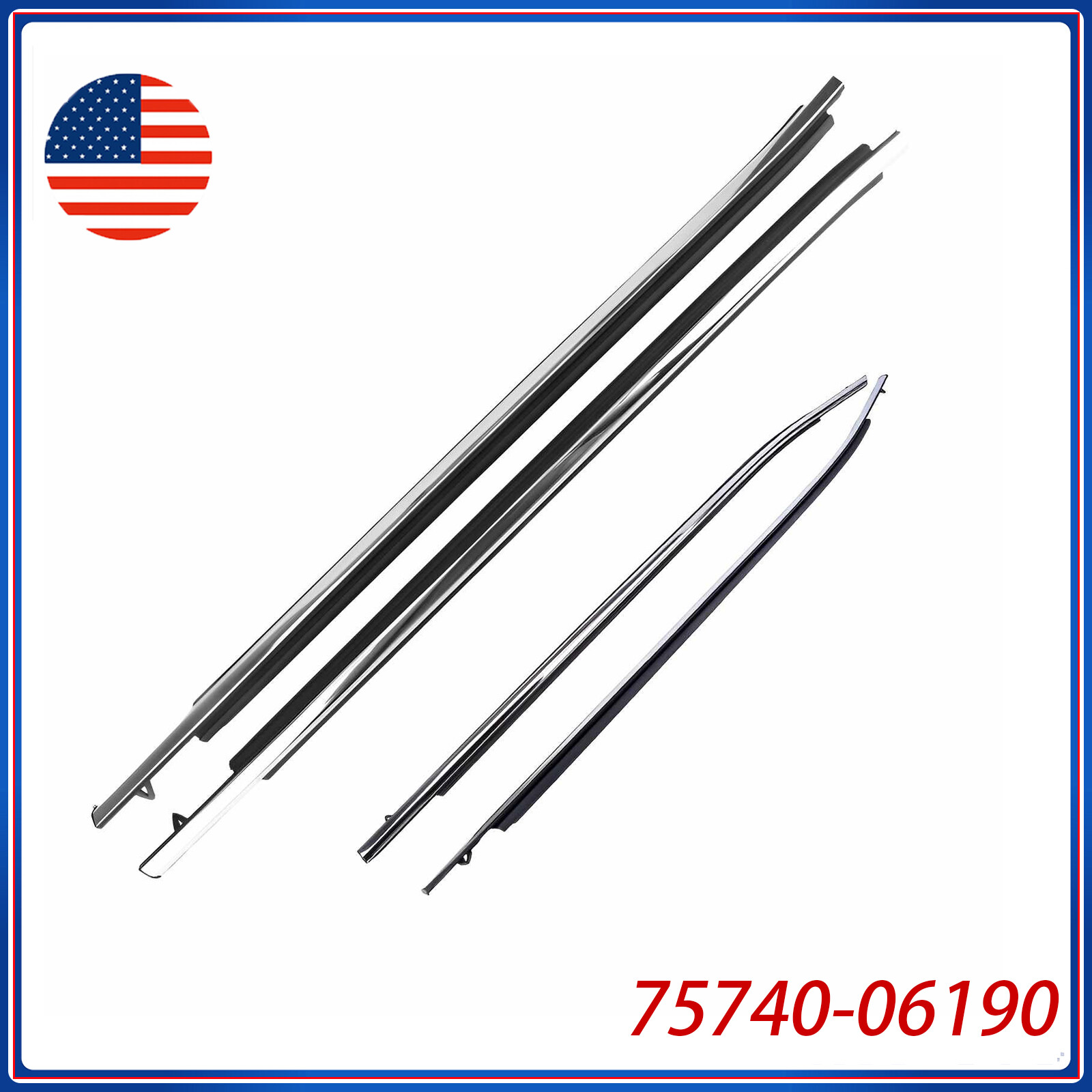 4Pcs For 2018-2022 Toyota Camry Left & Right Side Door Belt Molding Chrome Trim