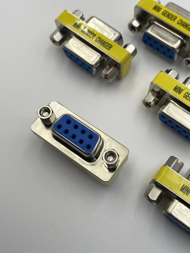6 Pcs DB9 9-Pin Female to Female Serial Mini Gender Changer Coupler RS-232 New - Image 3 of 4
