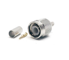 10pcs RF Coaxial Connector TNC Male Crimp Delrin Insulation Nickel Plated RG58