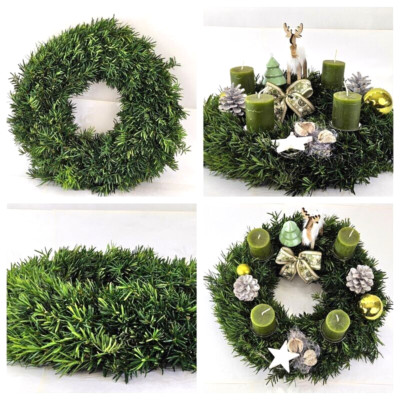 Kranz Taxus Rohling halbrund Eibe Adventskranz Frisch 40cm Dekoration Advent Tür