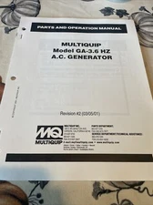 Multiquip GA-3.6 HZ Generator Instruction Service Parts Manual Book Guide MQ