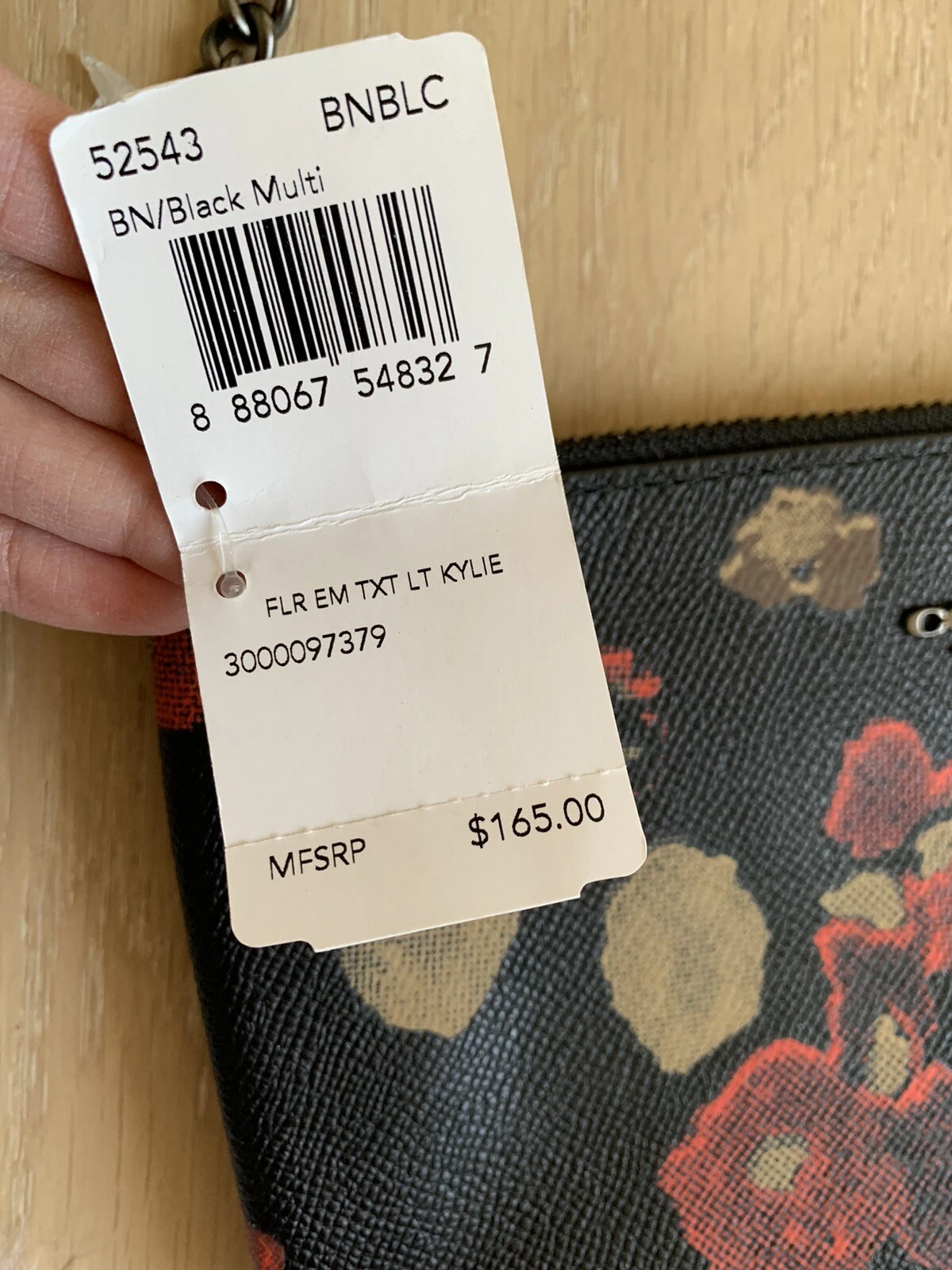 Borsa a tracolla piccola Coach nuova con etichette o frizione in pelle floreale rimovibile