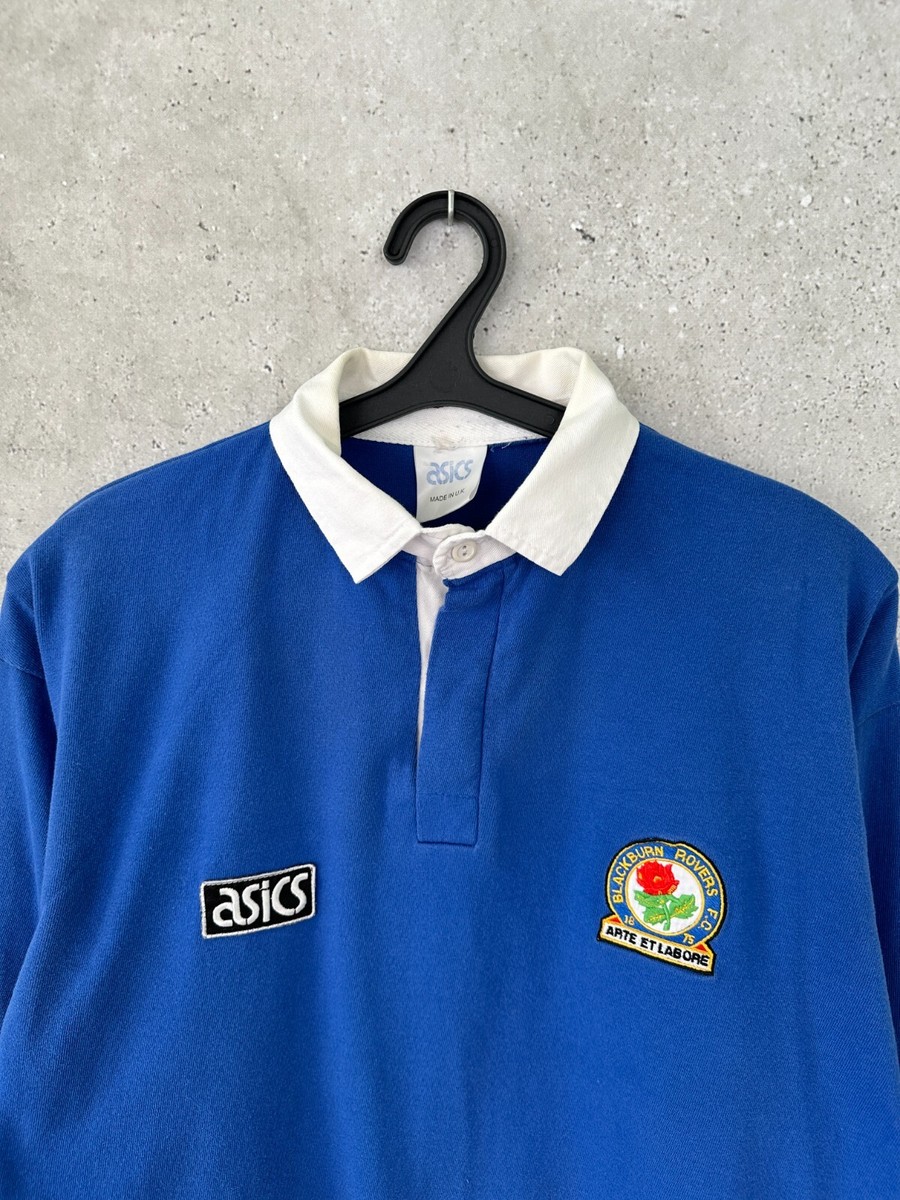 BLACKBURN ROVERS 1990s TRAINING FOOTBALL SHIRT VINTAGE ASICS TRACK