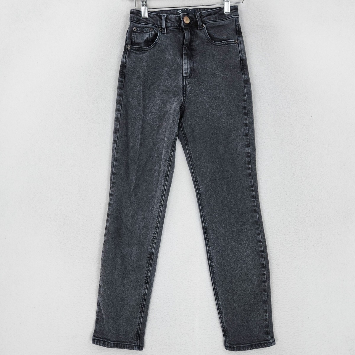 Asos Jean Slim Mom Asos Denim Blue Light Wash High Waisted Raw Hem