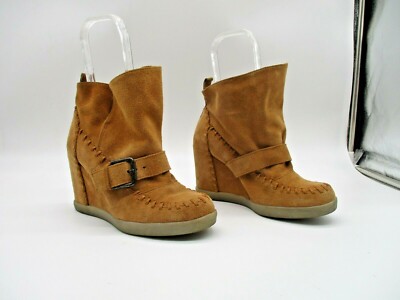 camel wedge booties
