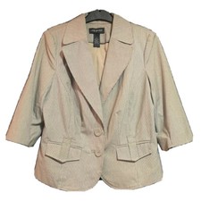 Lane Bryant Smart Women's Uk 16 Blazer Jacket Pinstriped Spring