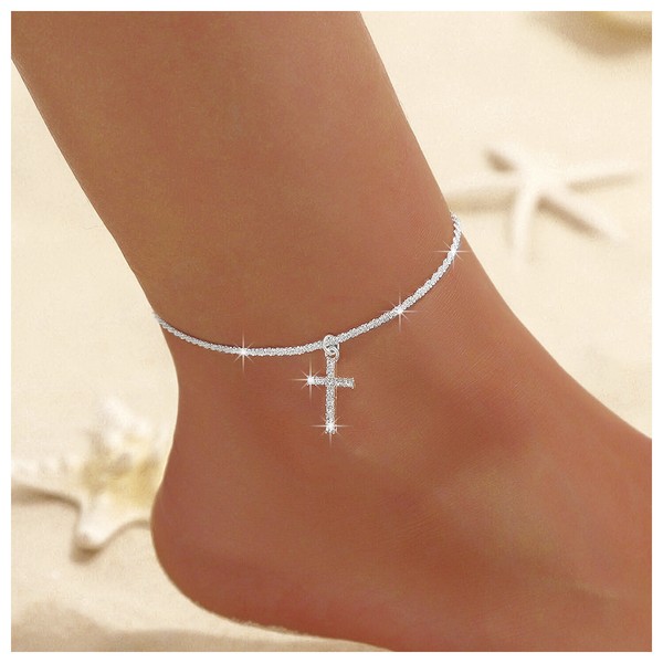 FußKette Kreuz Silber Legierung FußKettchen Strandschmuck Modern FußSchmuck-image