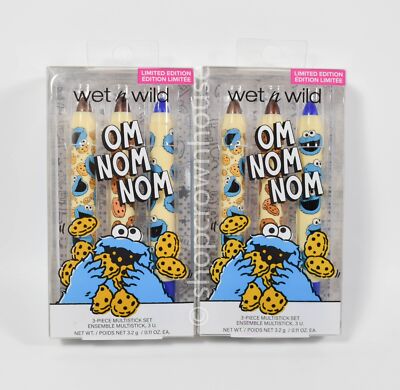2 Wet n Wild Sesame Street Om Nom Nom 3-Piece Multistick Set Limited Edition