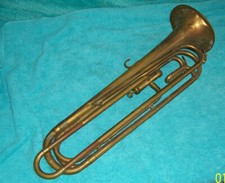 Wm. Frank Single valve Bugle worn Brass finish many dings sold as is for repairs