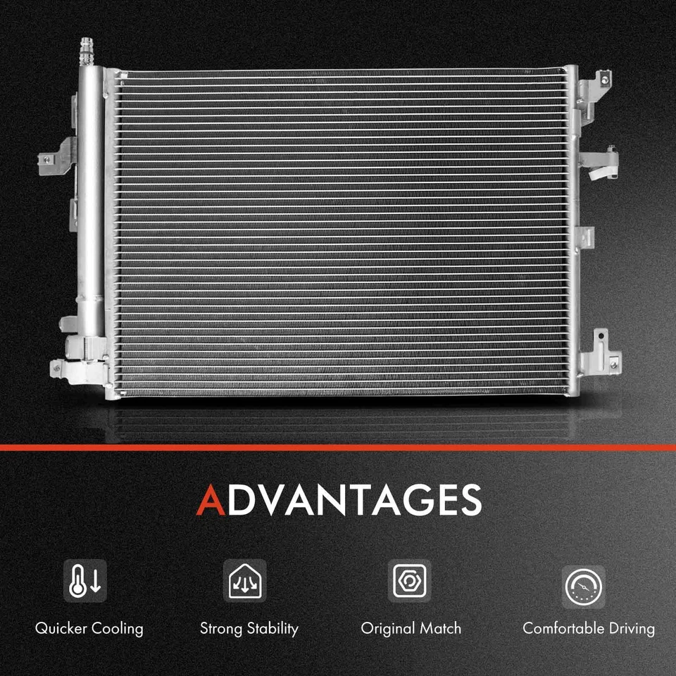 Kit de refrigeración de radiador y condensador de CA de aluminio para Volvo XC90 2005-2014 L5 2,5 L Foto 3 de 4