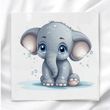 Baby Elephant Fabric Panel for Quilting Crafting Sewing Quilt Block CBE74960