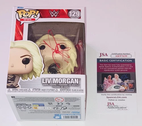LIV MORGAN SIGNED AUTOGRAPHED WRESTLING WWE FUNKO POP #129 FIGURE JSA COA RARE!