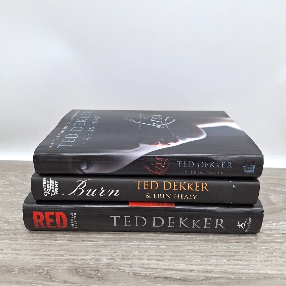 Psychological Thriller Lot of 3 Ted Dekker Hardcover Books Kiss Burn Red HCDJ - Image 2 of 4