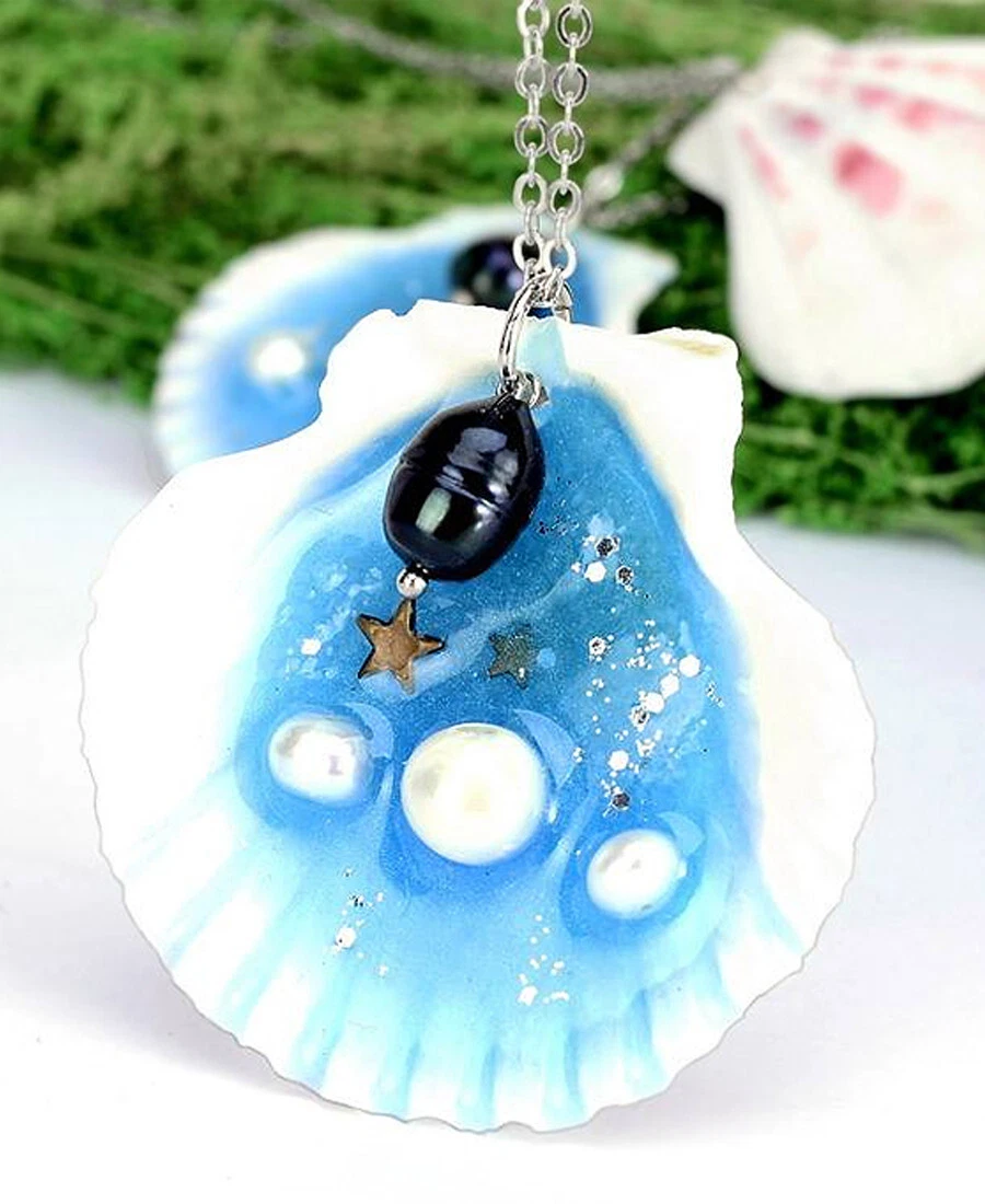 Aqua cheap shell necklace