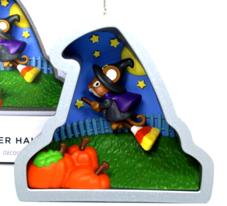Hallmark 2024 Flying Witch Mouse Cookie Cutter Halloween Ornament with Pumpkins