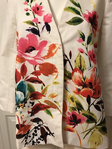 Liz Claiborne White Floral Blazer Jacket size PS Womens NEW cotton/spandex NWT - Picture 2 of 6