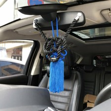 Jp Black Kintsuna Rope Blue Fusa Kiku Knot For Car Rearview Mirror Charms Jp Black Kintsuna Rope Blue Fusa Kiku Knot For Car Rearview Mirror Charms