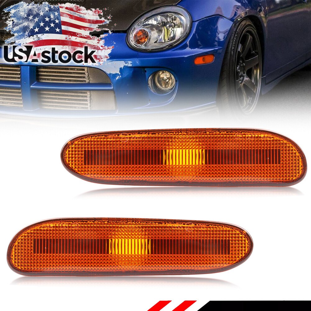 2X Amber Lens Front Corner Parking Side Marker Lights For 2000-2005 Dodge Neon