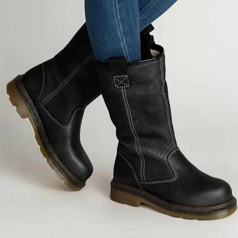 Round toe mid sales calf boots
