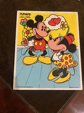 Vintage Playskool Wooden Puzzle 7pc Mickey  Minnie Mouse WaltDisney 190-17