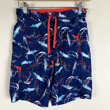Tommy Bahama Board Shorts Boys Youth Medium Blue Shark All Over Print Swim Beach