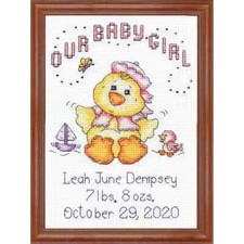 Kit punto croce contato Design Works "Baby Chick Girl", 13x18 cm