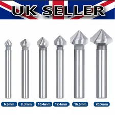 6Pcs 3 Flute 90° HSS Chamfering Tool Bit Countersink Drill Bit For Metal Wood UK