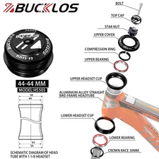 BUCKLOS HS505 44mm 1-1/8" Threadless Headset MTB Road Bike Fork Steerer Part