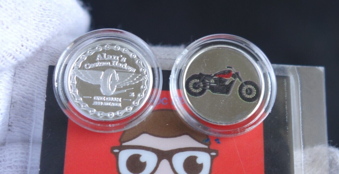 1 gram .999 Pure Silver Mini Custom Harley Davidson HD Color Round with ...