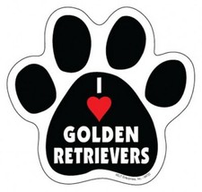 I Heart GOLDEN RETRIEVERS DOG PAW PRINT Fridge Car Magnet 5"x5" Large FREE SHIP