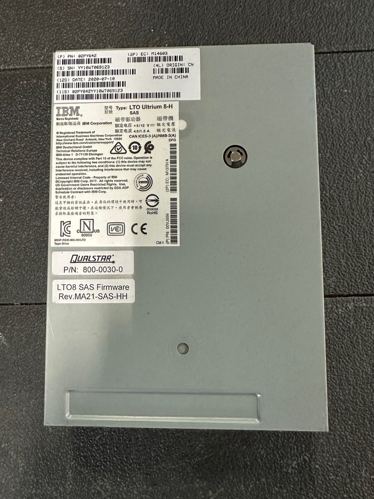 IBM QUALSTAR LTO-8 ULTRIUM  SAS TAPE DRIVE ONLY   800-0030-0  / Error Code 5