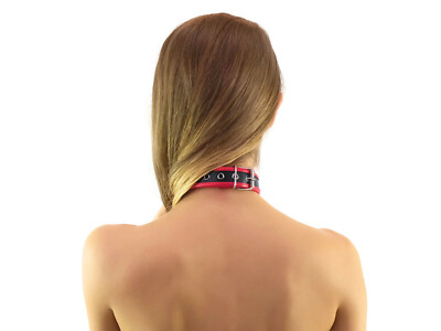 Lederhalsband Mit Verschluss EDD LOVE-TOYS Bondage Halsband Elegance   Rot, Kunstleder, Mit O-Ring, Unisex