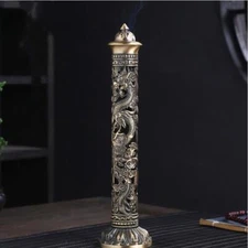 Retro Vertical Incense Burner Pillar Metal Incense Stick Buddha Heart Sutra