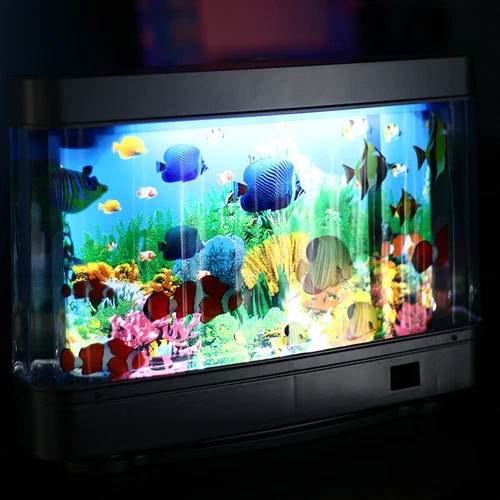 Fake LED Fish Tank Night Light,Mini Aquarium Decorative Lamp with Moving Fish US - Picture 23 of 24