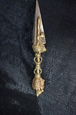 Phurba Tibet 4 Mahakalas/Drachen/Pferdekopf/Nagas Bronze/Kupfer versilbert L33cm