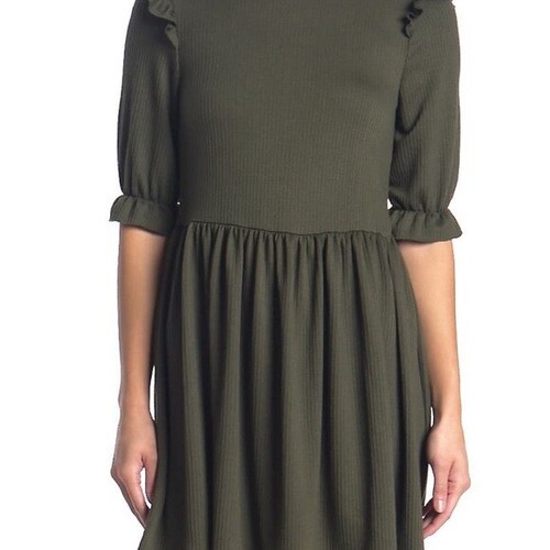 Velvet Torch Women’s Ruffle Hem Mini Dress Size Medium Forest Green - Picture 7 of 7