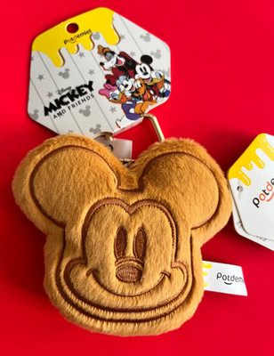 DISNEY Kawaii Mickey Mouse Waffle Eats Plush Bag Charm / Keychain 4''