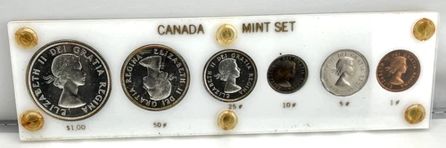 1962 Canada Mint Proof 80% Silver Mint Set Canadian Coin in Capital Holder
