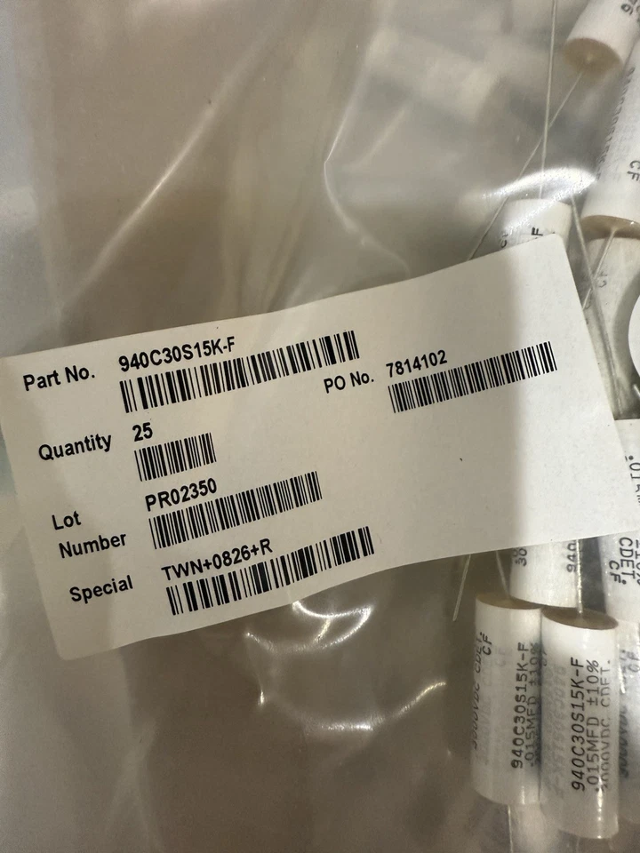 Cornell Dubilier Power Film Capacitor 940C30S15K-F NEW QTY 300 PCS - Image 3 of 4