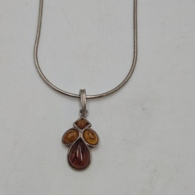 Vintage Butterscotch Baltischer Bernstein Sterling Silber 925 Anhänger Kreuz Kette