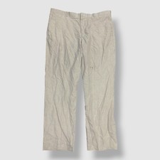 Perry Ellis Men's Beige Solid Linen-Blend Modern Fit Dress Pants Size 40W 32L