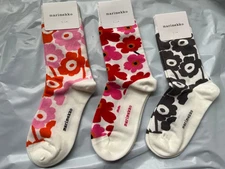 3PC all cotton  Marimekko Flower Printed Middle Socks Style