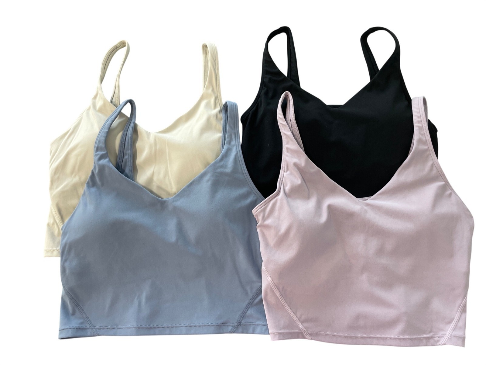 Sports Bra Size Medium Lot of 4 Pack Padded Cream Black Blue Pink Cream Active-image