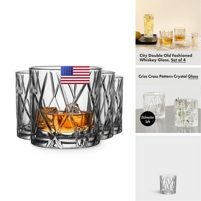 Orrefors City Double Old Fashioned Glass Set of 4 - 11 Fl Oz