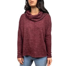 Status By Chenault Turtleneck Burgundy Oversized Boxy Fit Sweater SIZE XS