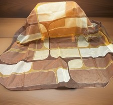 Square Silk Scarf Brown Tan White Sheer 28 x 28 See Pictures For Flaws Vtg 60s