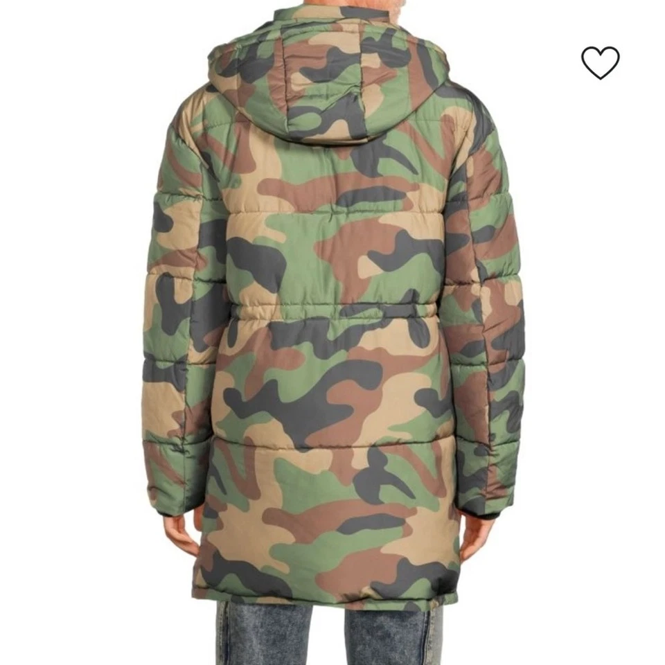 Abrigo de invierno HUDSON JEANS camuflado acolchado y con capucha acolchado para hombre talla pequeña Foto 3 de 4