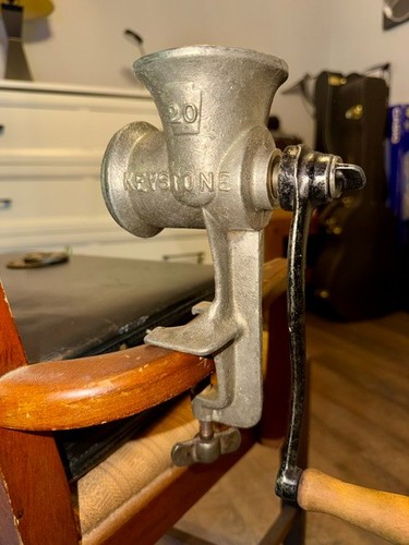 Vintage Keystone Meat Grinder No 20 Hand Crank Table Mount-Made In the USA.